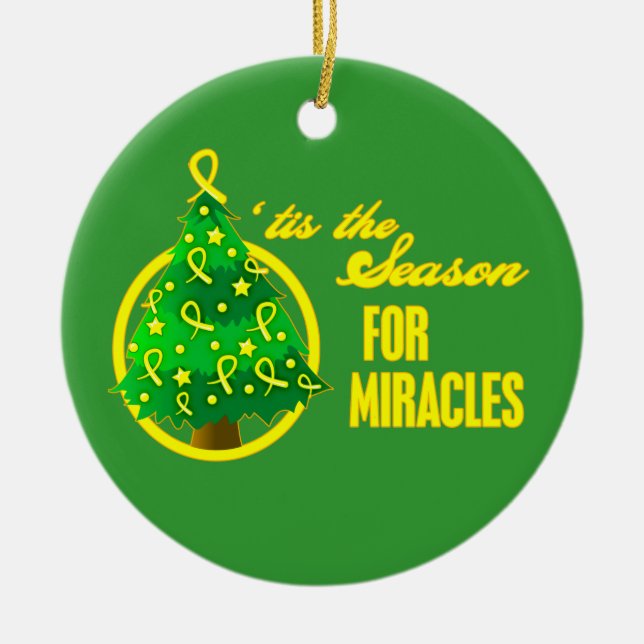Sarcoma Cancer Christmas Miracles Ceramic Tree Decoration (Front)