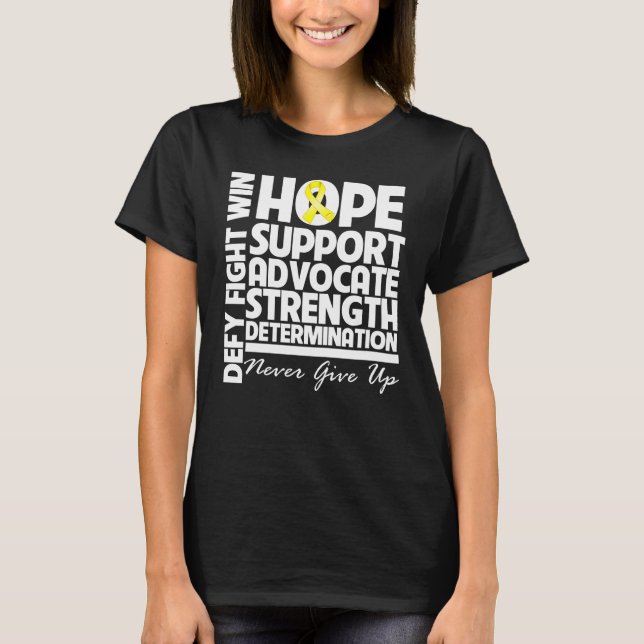 Sarcoma Cancer Hope Support Strength T-Shirt (Front)