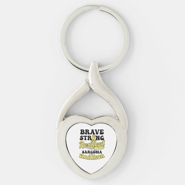 Sarcoma Cancer Shirt  Brave Strong Resilient  Key Ring (Front)