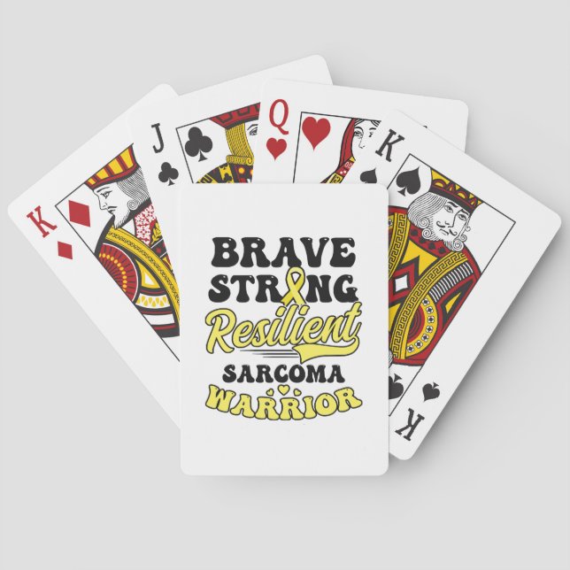 Sarcoma Cancer Shirt  Brave Strong Resilient  Playing Cards (Back)