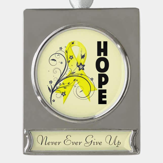 Sarcoma Hope Ribbon Silver Plated Banner Ornament (Front)