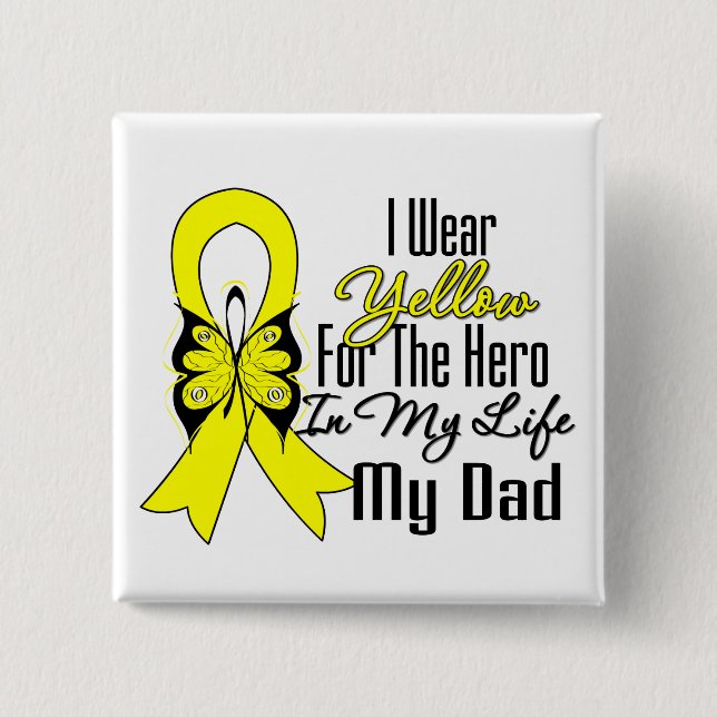 Sarcoma Ribbon My Hero My Dad 15 Cm Square Badge (Front)