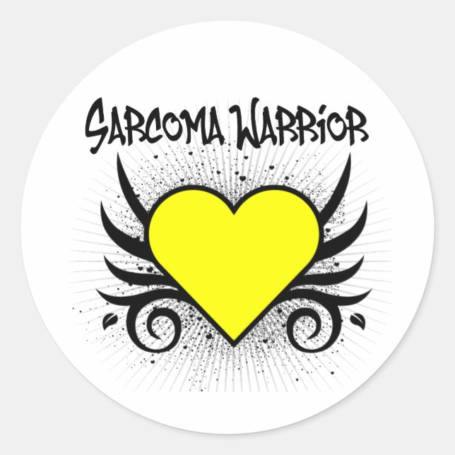 Sarcoma Warrior Heart Classic Round Sticker (Front)