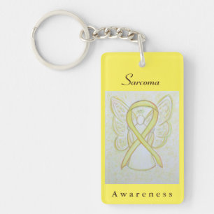 Sarcoma Yellow Awareness Ribbon Angel Key Chain