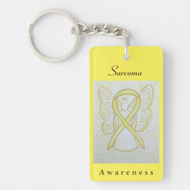 Sarcoma Yellow Awareness Ribbon Angel Key Chain (Front)