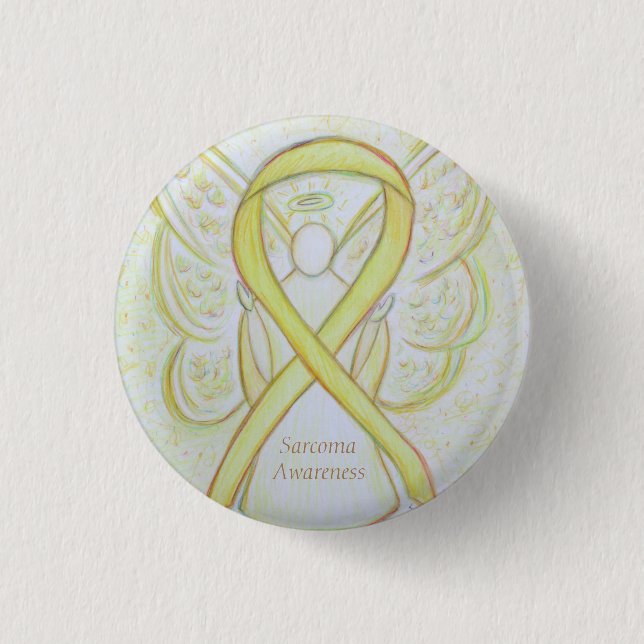 Sarcoma Yellow Awareness Ribbon Angel Pin (Front)