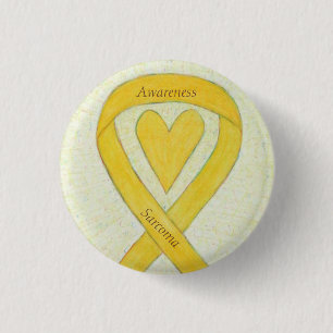 Sarcoma Yellow Heart Awareness Ribbon Custom Pin