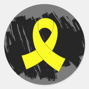 Sarcoma Yellow Ribbon With Scribble Classic Round Sticker