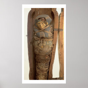 Sarcophagus and mummified body of Psametik I (664- Poster