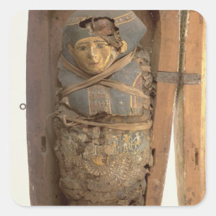 Sarcophagus and mummified body of Psametik I (664- Square Sticker