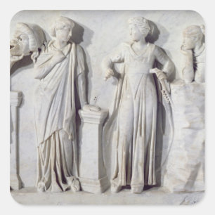 Sarcophagus of the Muses 2 Square Sticker