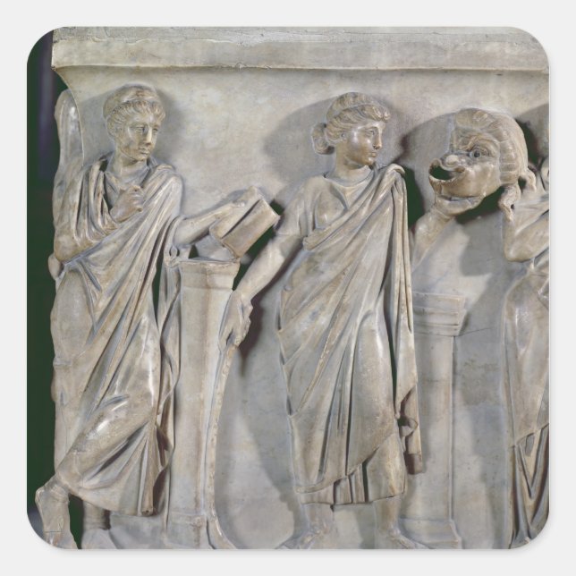 Sarcophagus of the Muses, detail of Clio & Square Sticker (Front)