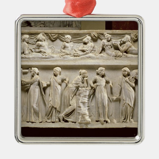 Sarcophagus of the Muses, Roman (marble) Metal Tree Decoration (Front)