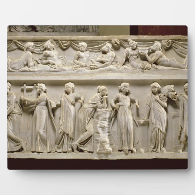 Sarcophagus of the Muses, Roman (marble) Plaque (Front)