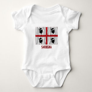 Sardegna waving flag with name baby bodysuit