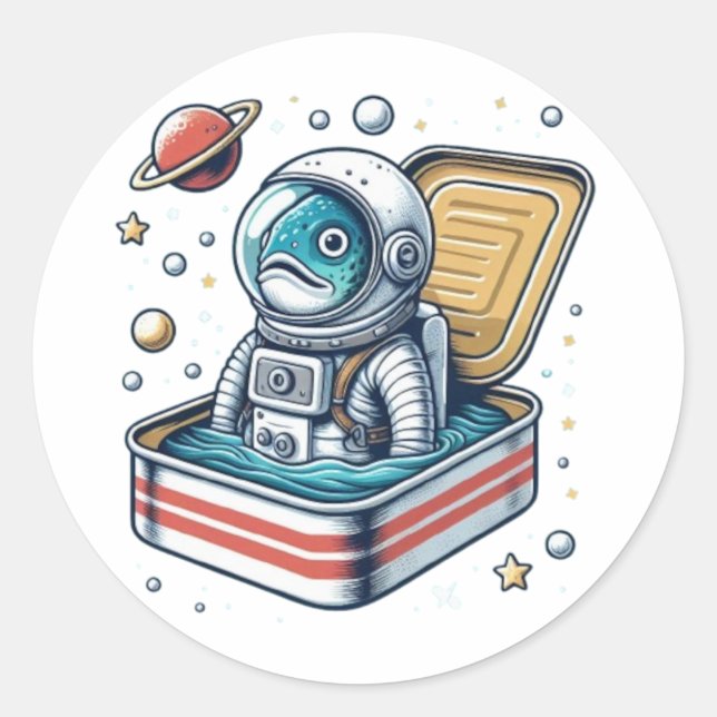  Sardine Astronaut Retro Funny Sticker (Front)