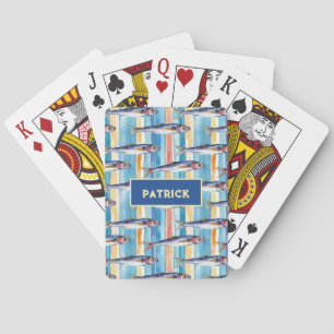 Sardine Fish Striped Pattern Saltwater Fish Playing Cards