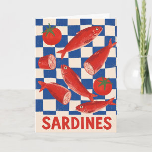 Sardine Hand Drawn Fish Lover Seafood Coastal gift Card