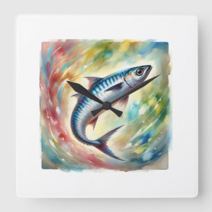 Sardine in Light 051124AREF144 - Watercolor Square Wall Clock