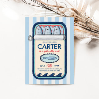 Sardine O-Fish-Ally Summer Coastal Birthday Invitation
