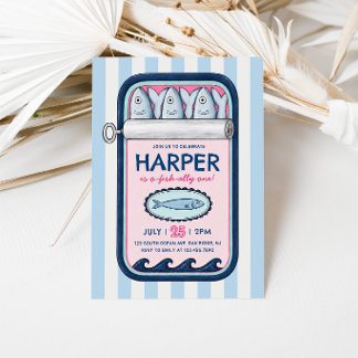 Sardine O-Fish-Ally Summer Coastal Birthday Invitation
