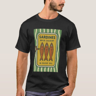 Sardine Retro Cute Vintage Fish Tin - Classic Medi T-Shirt