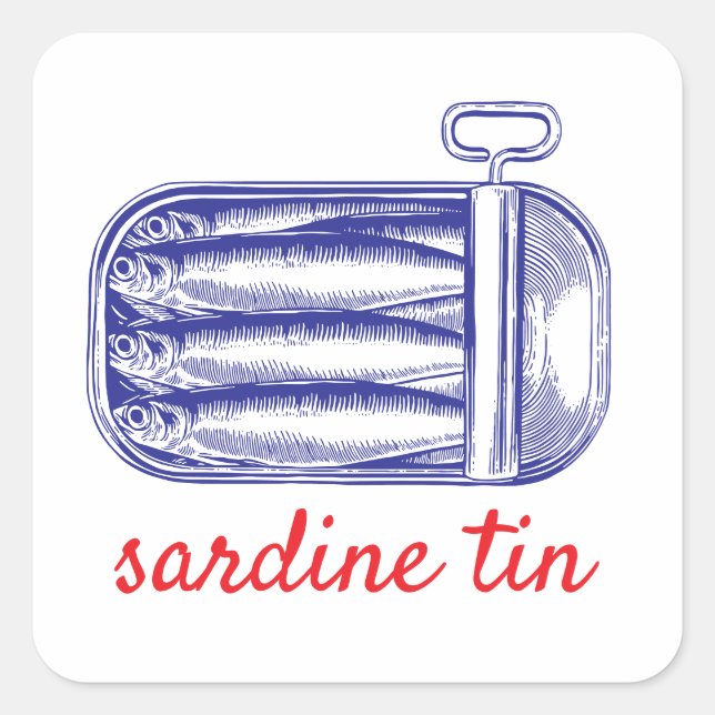 Sardine tin square sticker (Front)