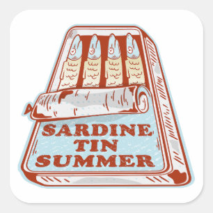 Sardine tin summer square sticker