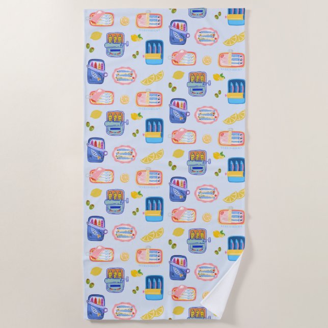 Sardines and Lemons Beach Towel (Front)