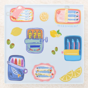 Sardines and Lemons Glass Coaster