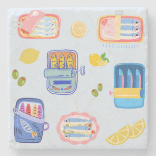 Sardines and Lemons Stone Coaster