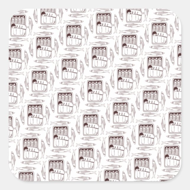 sardines can pattern trans square sticker (Front)