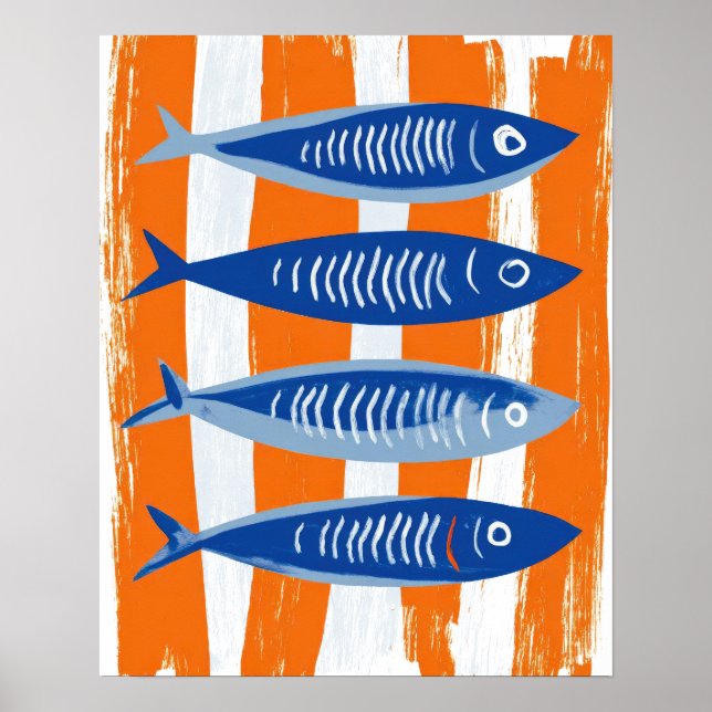 Sardines Coastal Art Vibrant Kitchen Wall Decor (Front)
