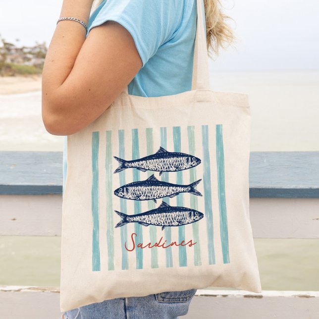 Sardines Fisherman Aesthetic Stripes Tote Bag (Creator Uploaded)