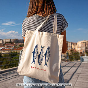 Sardines Fisherman Core Aesthetic Coastal Tote Bag