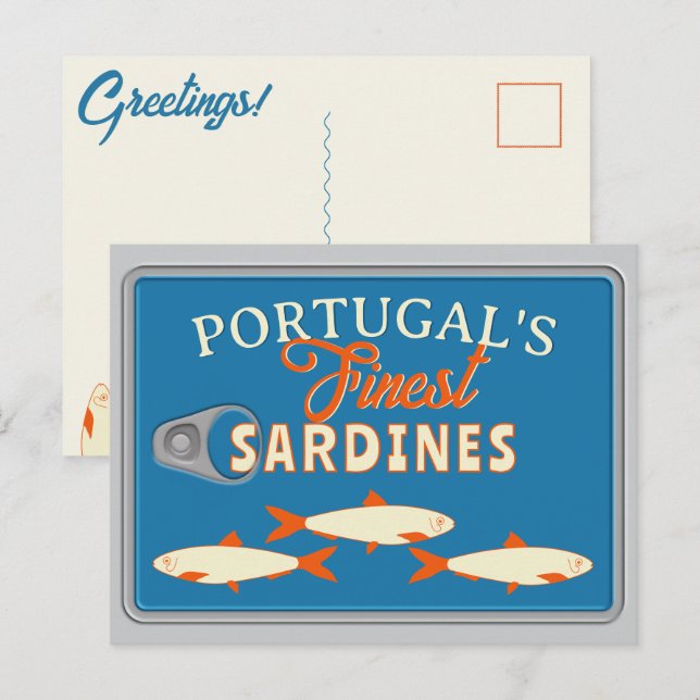 Sardines Greetings Custom Portugal Tinned Fish Postcard (Front/Back)
