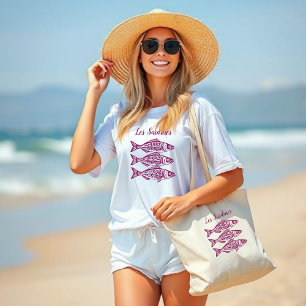 Sardines-Hawaiian Tribal-Wine Colour Fisherman Tote Bag