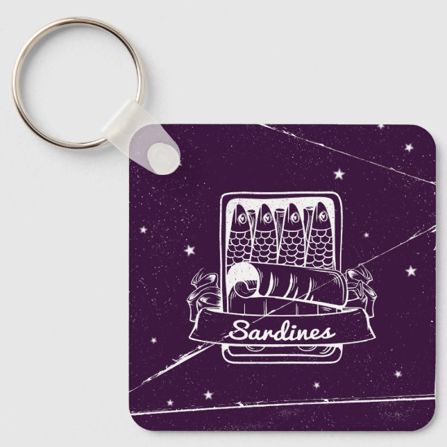 Sardines in a tin Distressed Key Ring (Front)