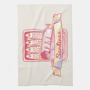 Sardines in a tin tea towel