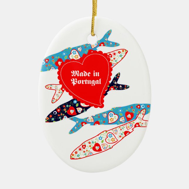 Sardines made in Portugal Ceramic Tree Decoration (Front)