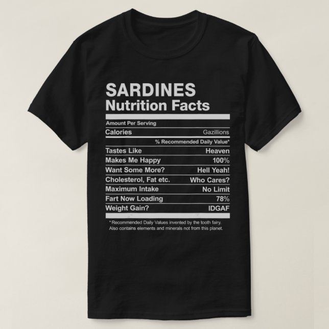 Sardines Nutrition Facts Funny Graphic  T-Shirt (Design Front)