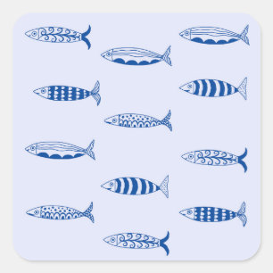 Sardines Pattern Square Sticker