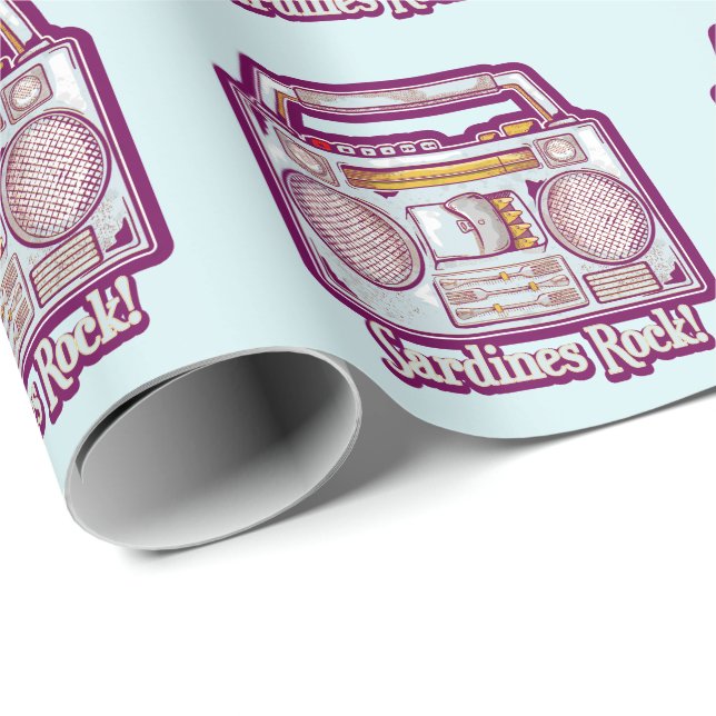 Sardines Rock Funny 80's Stereo Wrapping Paper (Roll Corner)