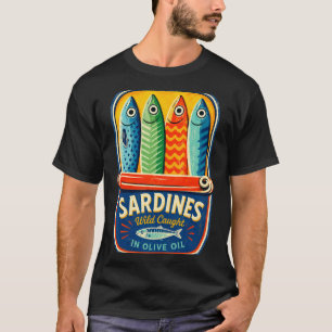 Sardines tinned fish retro graphic summer for men T-Shirt