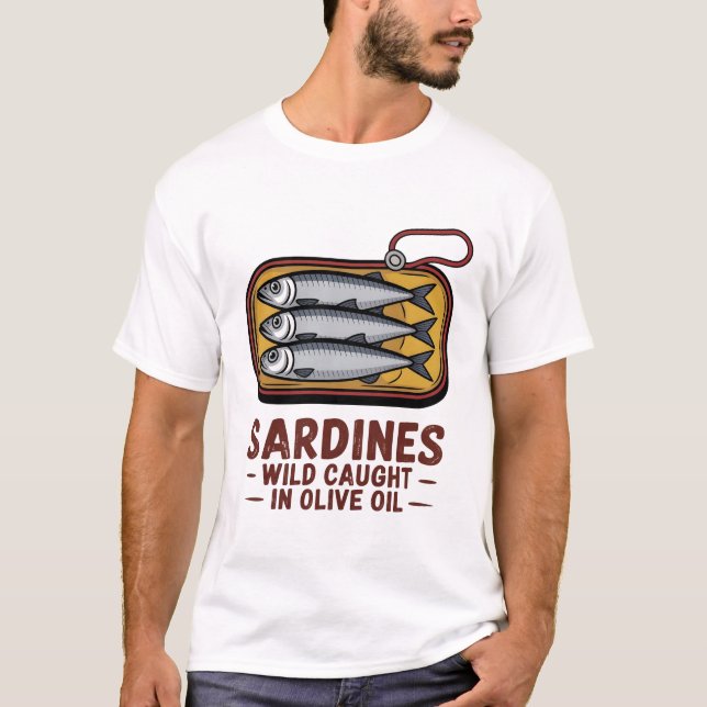 Sardines Tinned Fish Retro Graphic Summer for Men T-Shirt (Front)