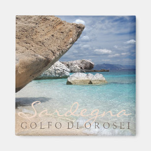 Sardinia beach with big rocks text magnet
