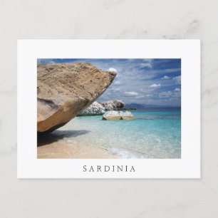 Sardinia beach with big rocks white postcard