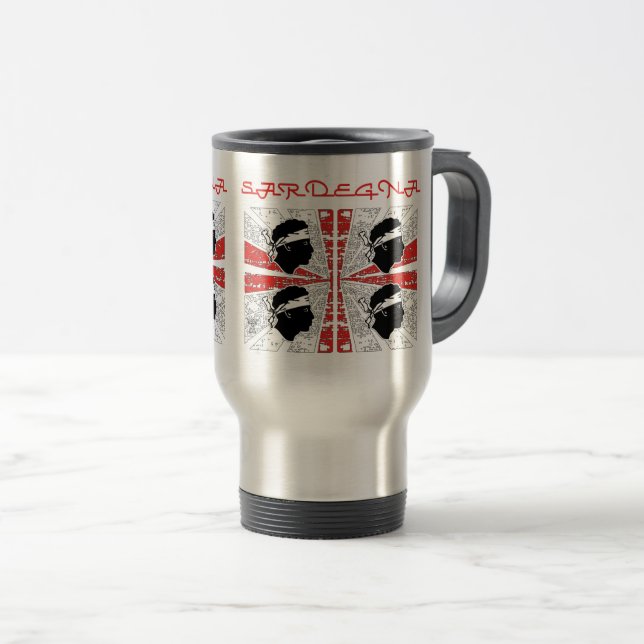 Sardinia flag - Grunge Travel Mug (Front Right)