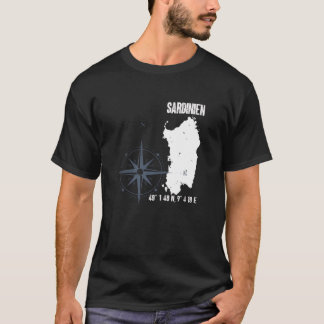 Sardinia Island Coordinates Map T-Shirt