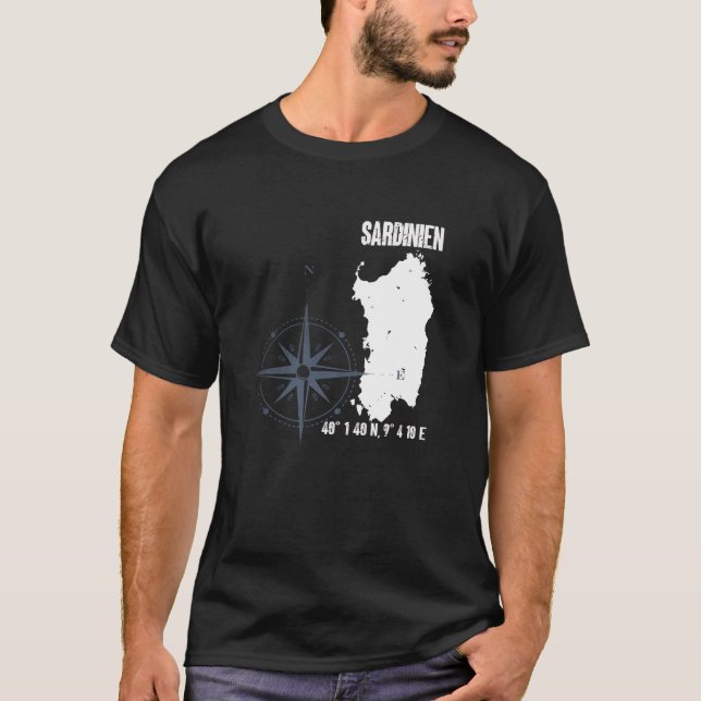 Sardinia Island Coordinates Map T-Shirt (Front)